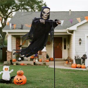 Outdoor Halloween Skeleton Decorations, 7.8Ft Flying Rotated Skull